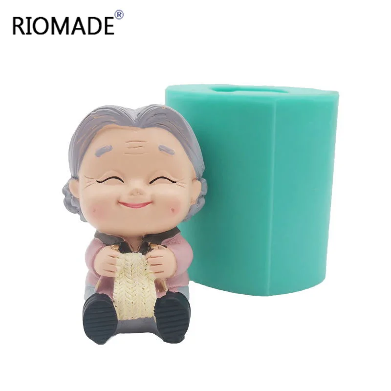 3D Grandpa Grandma Longevity Elderly Silicone Candle Molds Resin Cake Decorating Tools Plaster Epoxy Model Birthday Mould