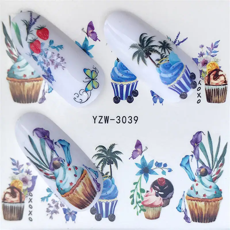 

1 Sheet Blue Flower / Butterfly / Dream Catcher Nail Decals for Watermark Manicure Polish Nail Sticker 32 Styles for Choose