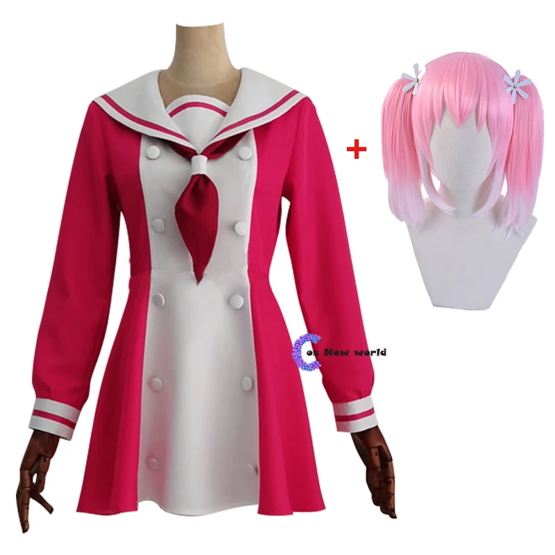 Peruca hiiragi nano, conjunto de fantasia para cosplay, cabelo sintético, sem talento, rosa, rabo de cavalo