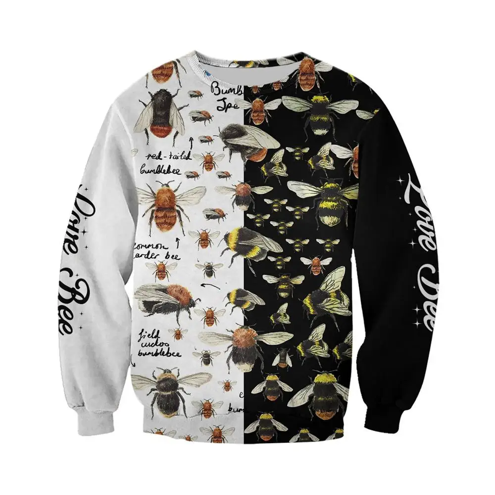 Insect bee pattern 3D Printed Men hoodies Bee Keeper Harajuku Fashion streetwear hoody Unisex Sweatshirt sudadera hombre MF-88