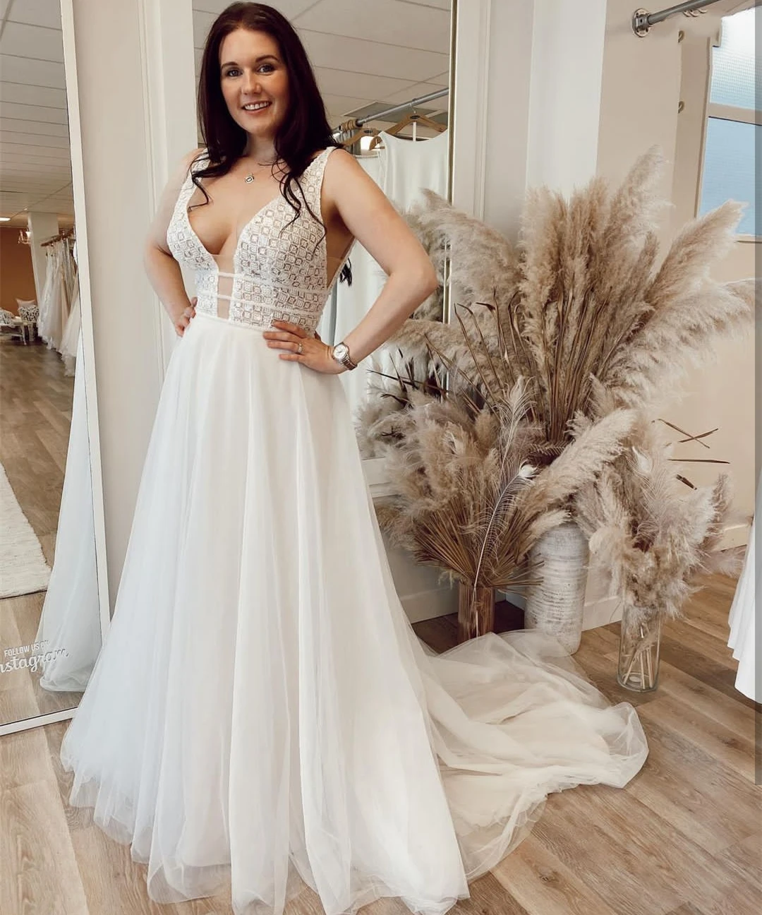 Vestido de novia bohemio con escote en V, Espalda descubierta, línea A, sin mangas, 2021