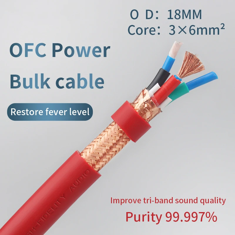 HiFi  Audio Bulk Power Cable 4N Oxygen-Free Copper DIY High Quality HiFi Cable