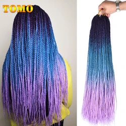 TOMO Senegalese Twist Crochet Braids Hair 24 Inch Ombre Color Synthetic Braiding Hair Extensions For Women Purple Red 30 Strands