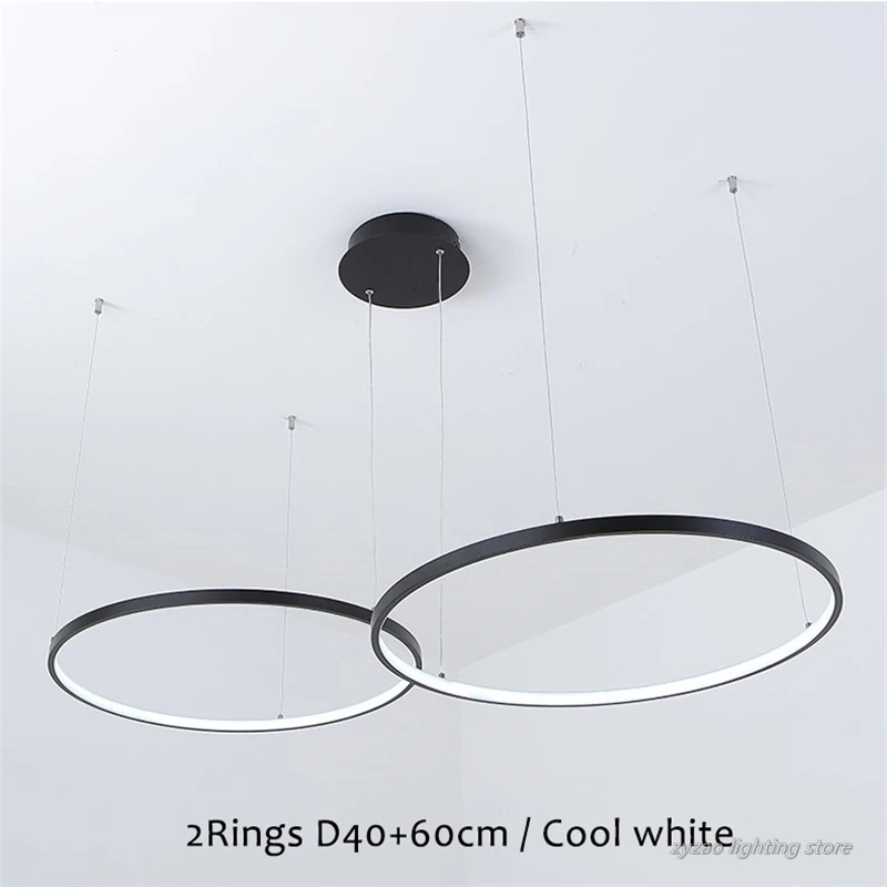 Imagem -04 - Minimalista e Moderno Led Luzes Pingente Preto Círculo Linha Tira Pingente Lâmpada Sala de Estar Jantar Cozinha Pendurado Luminárias