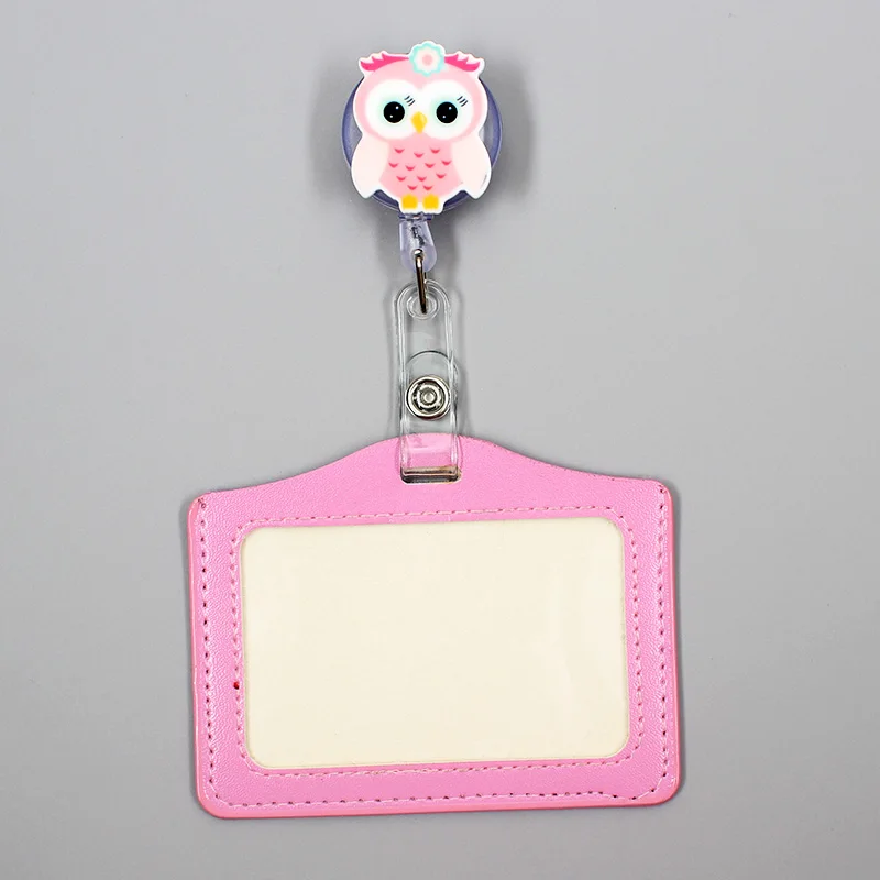 Cartoon Cute Owl Retractable Badge Holder Reel Exhibition Enfermera Student Boy Name Card Girl Hospital Office Chest  Cross Card