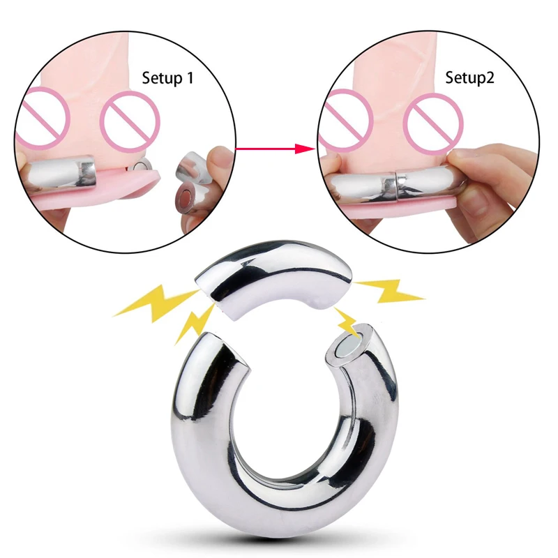 Heavy Duty male Magnetic Ball Scrotum Stretcher Metal Penis Cock Lock Ring Delay Ejaculation Sex Toys For Men 30/35/40/45/50mm