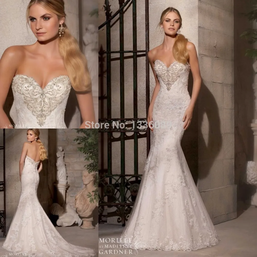 2019ชุดเดรสเมอร์เมด Sweetheart ลูกปัด Tulle Sweep Train ชุดเจ้าสาว Vestidos De Novia 2015