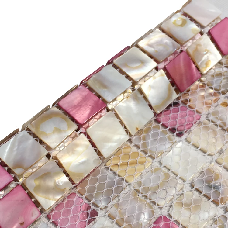 Dying Pink Yellow Mother of Pearl Tile Backsplash Kitchen Bathroom Freshwater Sea Shell Mosaic MOP19012