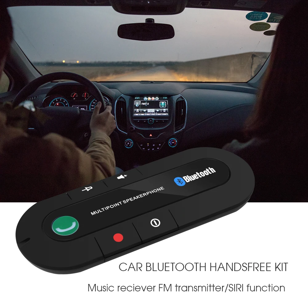 Bluetooth 4.2 Car Hands Free Speakerphone System Calling Car Adapter 