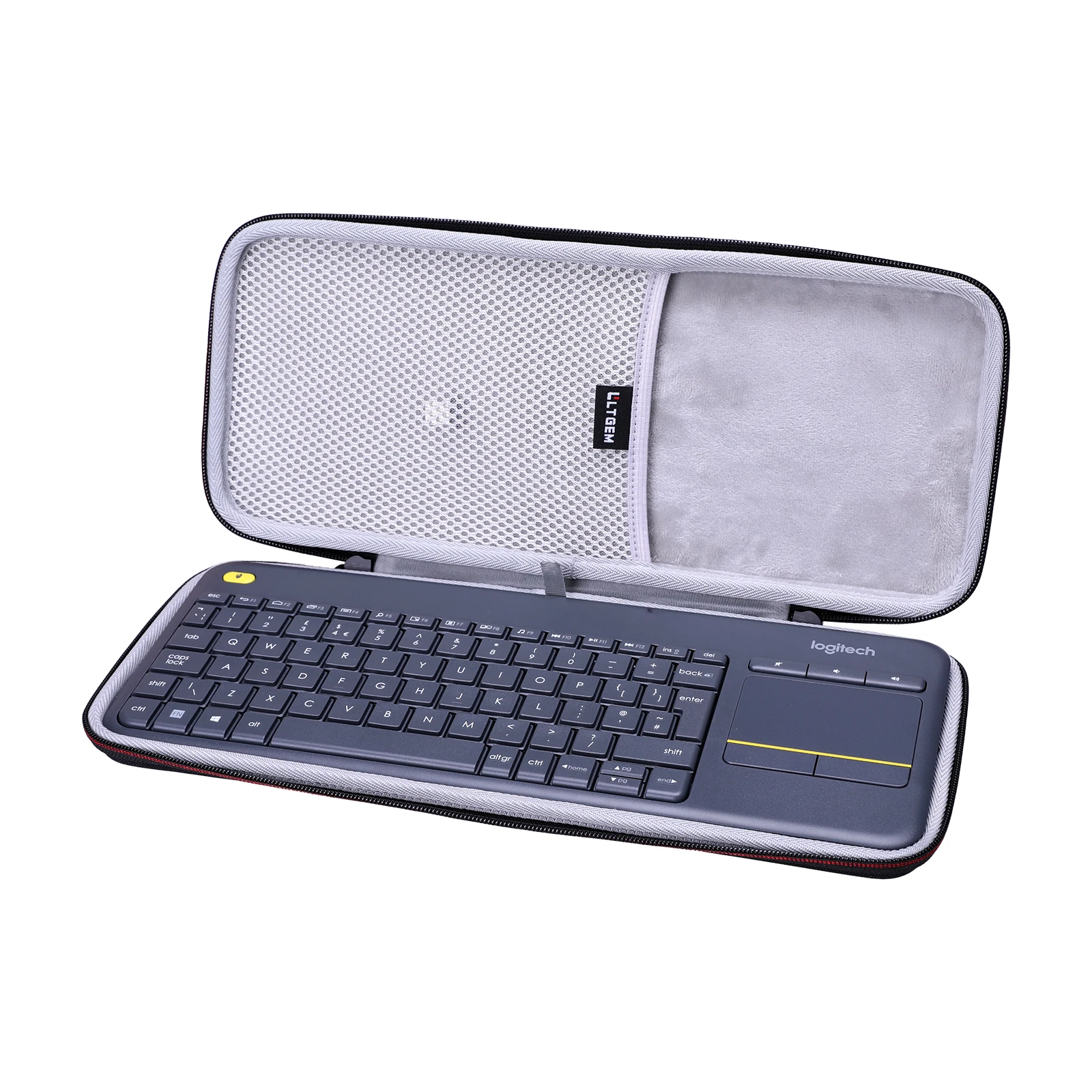 LTGEM Black EVA Hard Case for Logitech K400 Plus Wireless Living-room Keyboard with Touchpad for Home Theatre PC Connected to TV