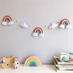 Nordic Felt Cloud Rainbow Macrame Hanger Teen Nursery Kids Room Decoration Wall Hanging Ornaments Party Banner Photo Props