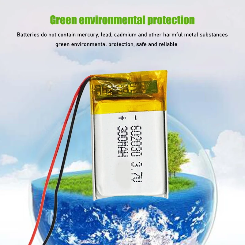 602030 mini Lipo bateria de lítio recarregável 300mAh 3.7V Bluetooth MP3 cartão sem fio gravador de áudio baterias Li-ion celular