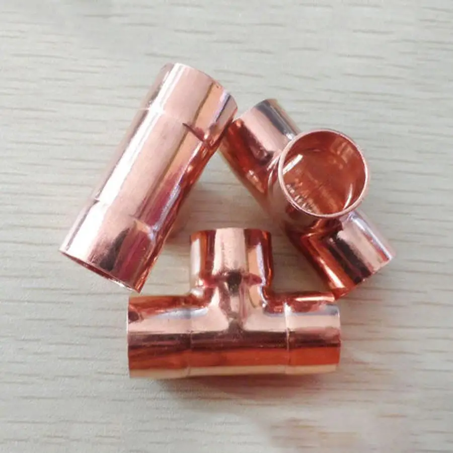 9.52mm Inner Dia x0.8mm Thickness Copper Equal Tee Socket Weld End Feed Coupler Plumbing Fitting Water Gas Oil