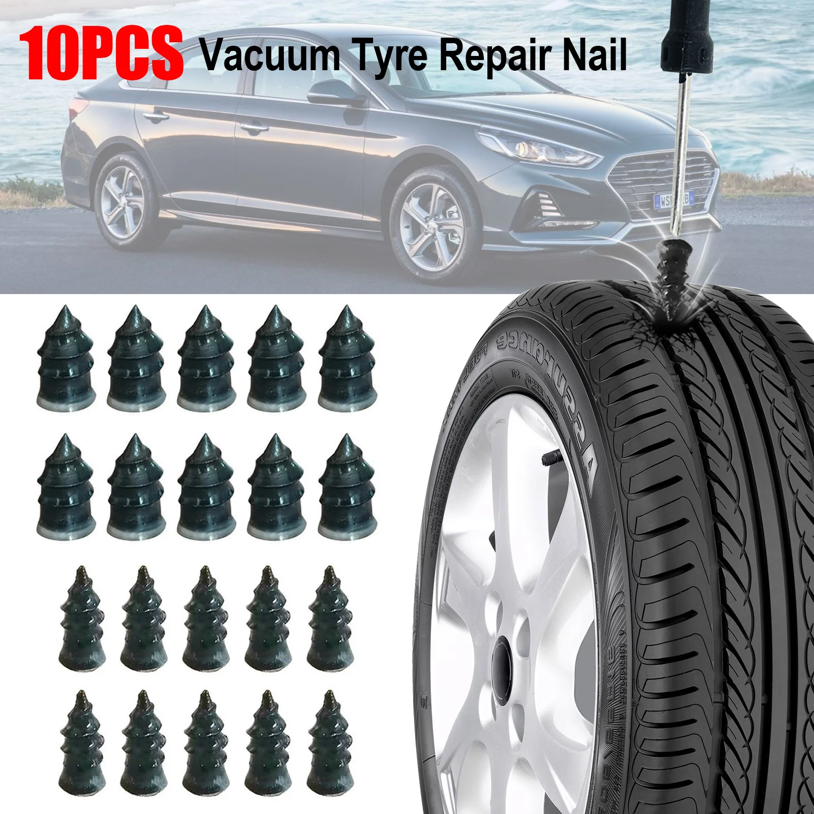 10PCS Vacuum Tyre Repair Nail For Motorcycle Tubeless Tyre Repair Rubber Nails Self-tire Repair Tire Film Nail Quick Fix Tool