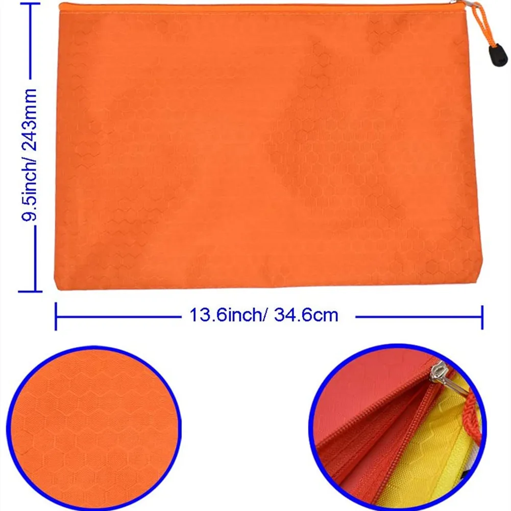 5Pcs A4 Office Document Bags Zip Pouch Football Pattern Plastic Zipper File Bag PVC Waterproof Envelopes Filing Folder Organizer