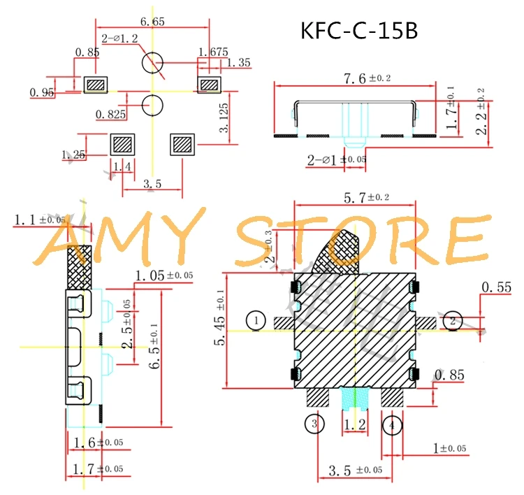 10pcs Two Way Operation Momentary Detector Switch Limit Switch 4Pin SMD 5.5x6.5x2mm left or right