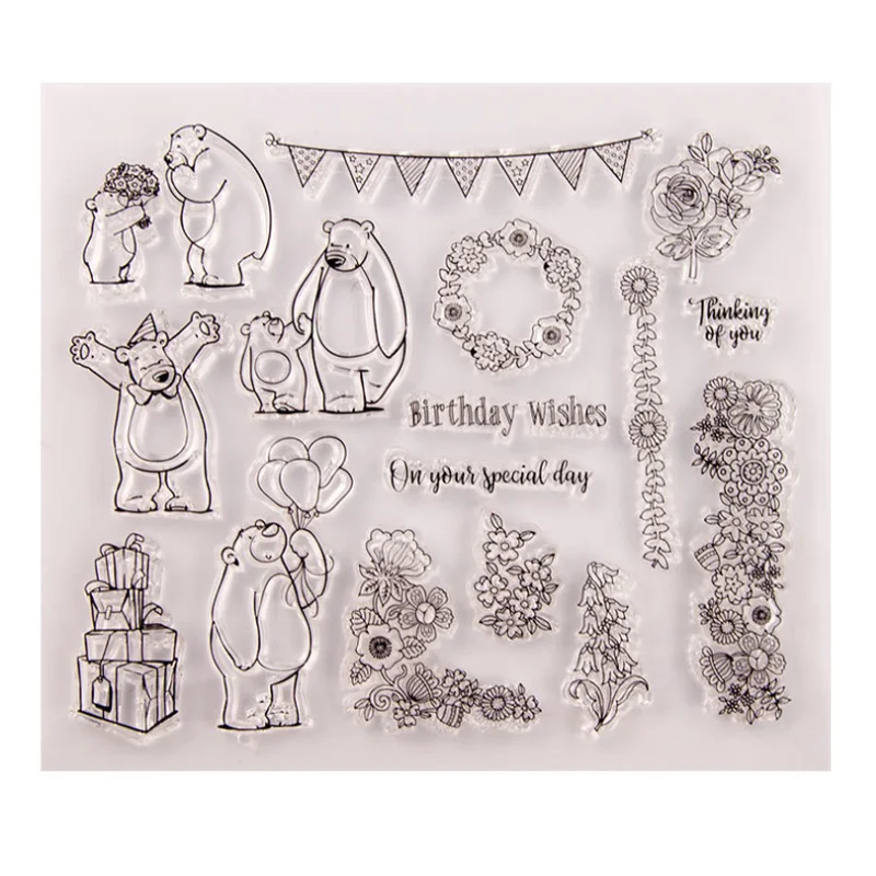 

Bear Mother's Day Transparent Clear Silicone Stamp Seal DIY Scrapbook Rubber Stamping Coloring Embossing Diary Decor Reusable