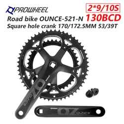 PROWHEEL OUNCE-521-N route vélo trou carré pédalier 170mm 130BCD 53/39T Double plateaux pignons route vélo manivelle ensemble