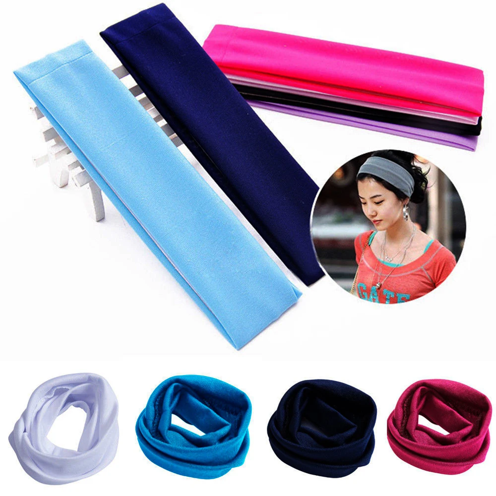 1Pc Women/Men Cotton Sweatband Headband Sport Yoga Gym Running Stretch Hair Head Band Cycling Wide Head Prevent Sweat Band