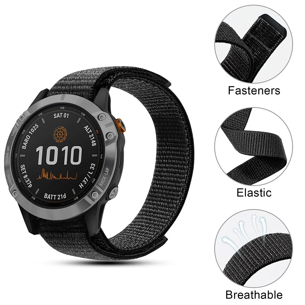 Woven Nylon Strap for Garmin Fenix 6 6S Pro 5 5S Plus Replacement Watch Band For Garmin Forerunner 935 945/Quatix 6 5