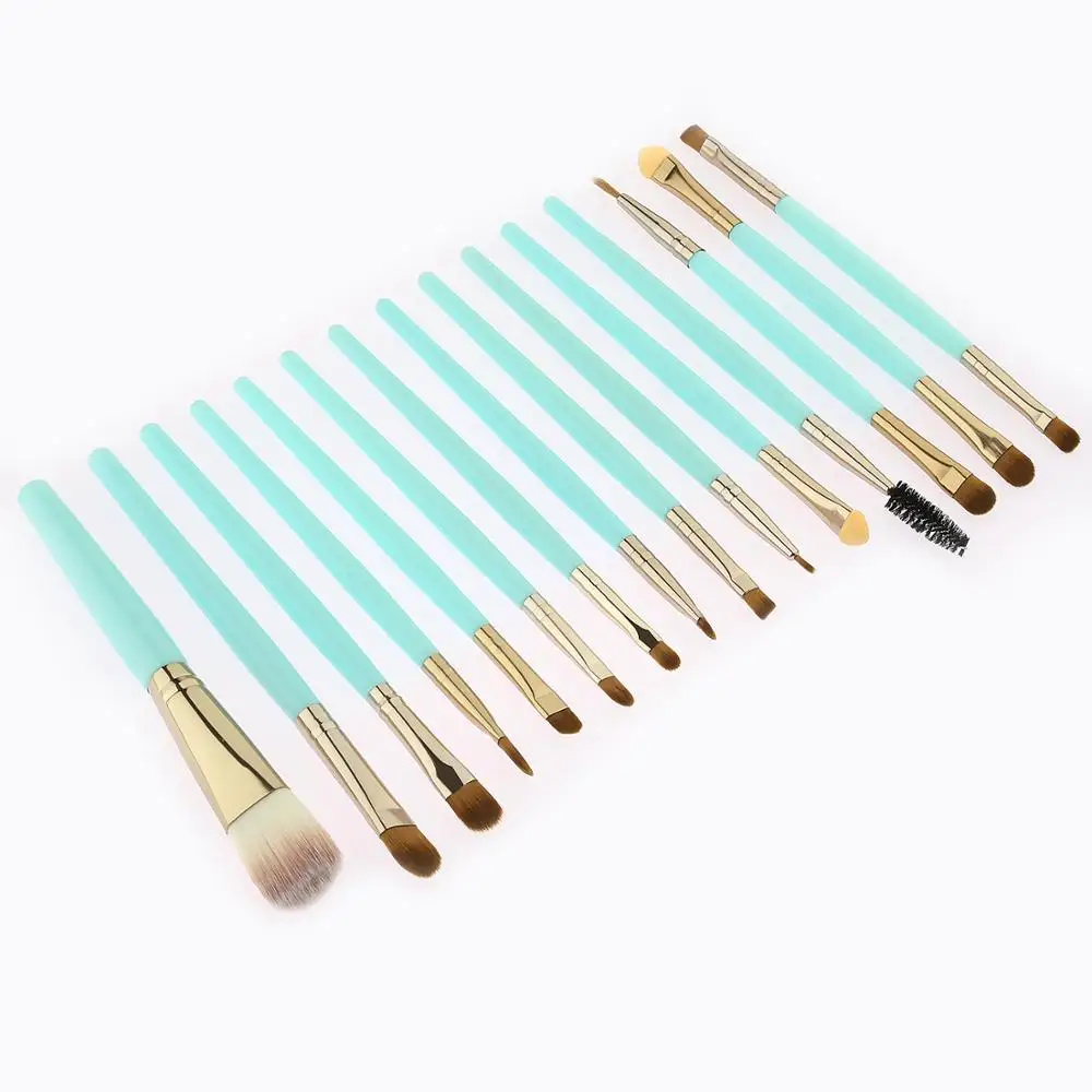 

15pcs Turquoise Brown/ Gold Makeup Brush Makeup Tools And Eyeshadow Brush Foundation Brush Blush & Makeup Brush Makeup Tools