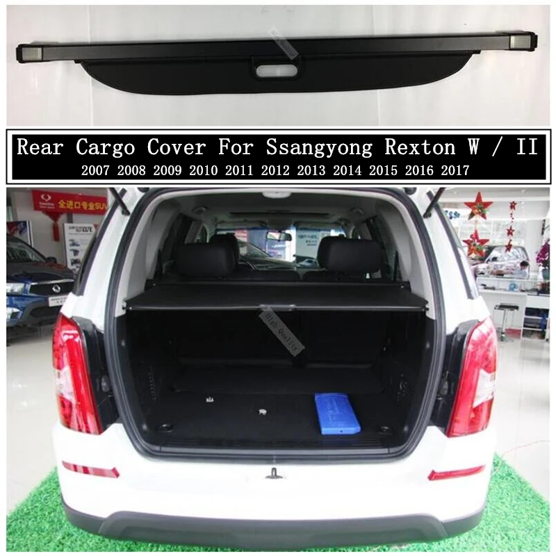 Rear Cargo Cover For Ssangyong Rexton II W 2008-2017 Privacy Trunk Screen Security Shield Shade Auto Accessories Black Beige