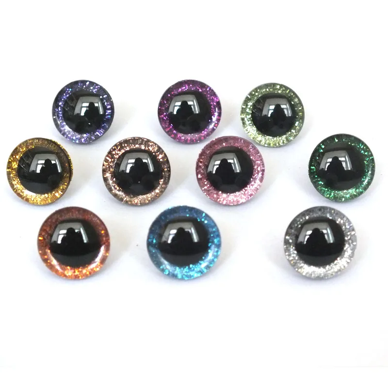 50pcs/lot New Items 16mm/20mm/25mm Trapezoid Plastic Glitter Safety Toy Eyes +white Washer For Diy Doll