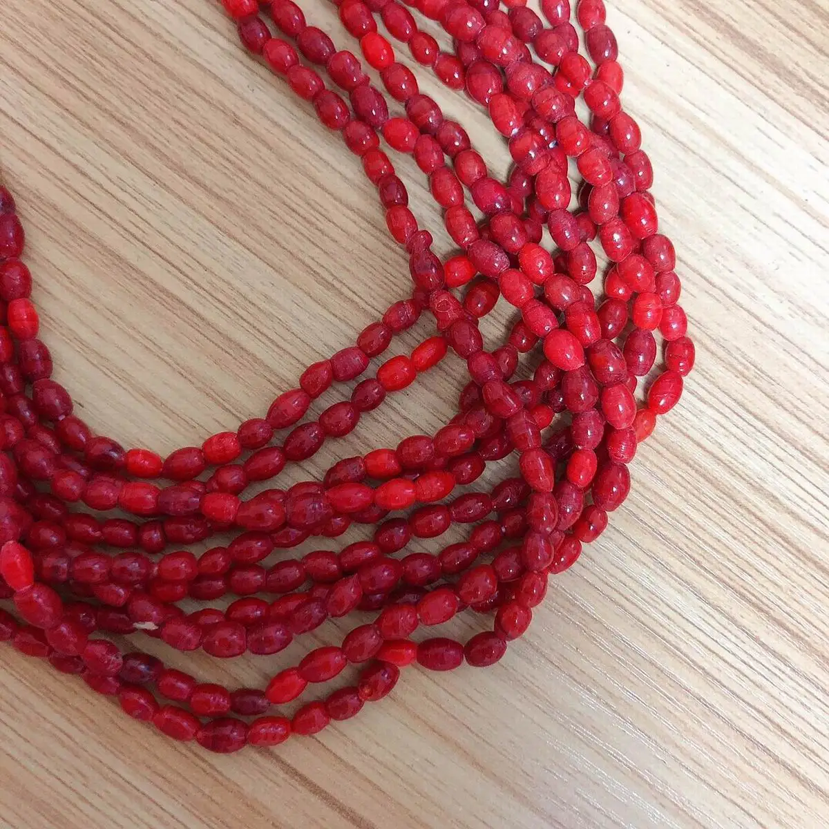 NK245 Ethnic Tibetan Mini Red Glass Beads Multi Layers Long Women Necklace Handmade Nepal Jewelry