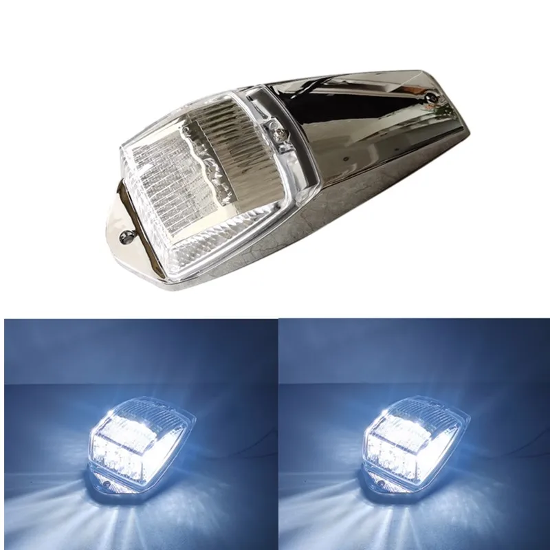 1x 17LED White Roof Light Chrome Cab Marker Clearance Roof Running Top Light Assembly for Heavy Duty Trucks