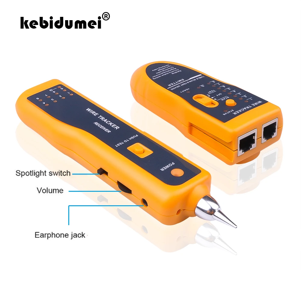 

kebidumei Telephone Wire Tracker Tracer Toner RJ11 RJ45 Cat5 Cat6 Ethernet LAN Network Cable Tester Detector Line Finder