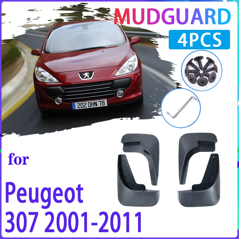 4 PCS Car Mud Flaps for Peugeot 307 307sw 2001~2011 2003 2005 2006 2008 Mudguard Splash Guards Fender Mudflaps Auto Accessories