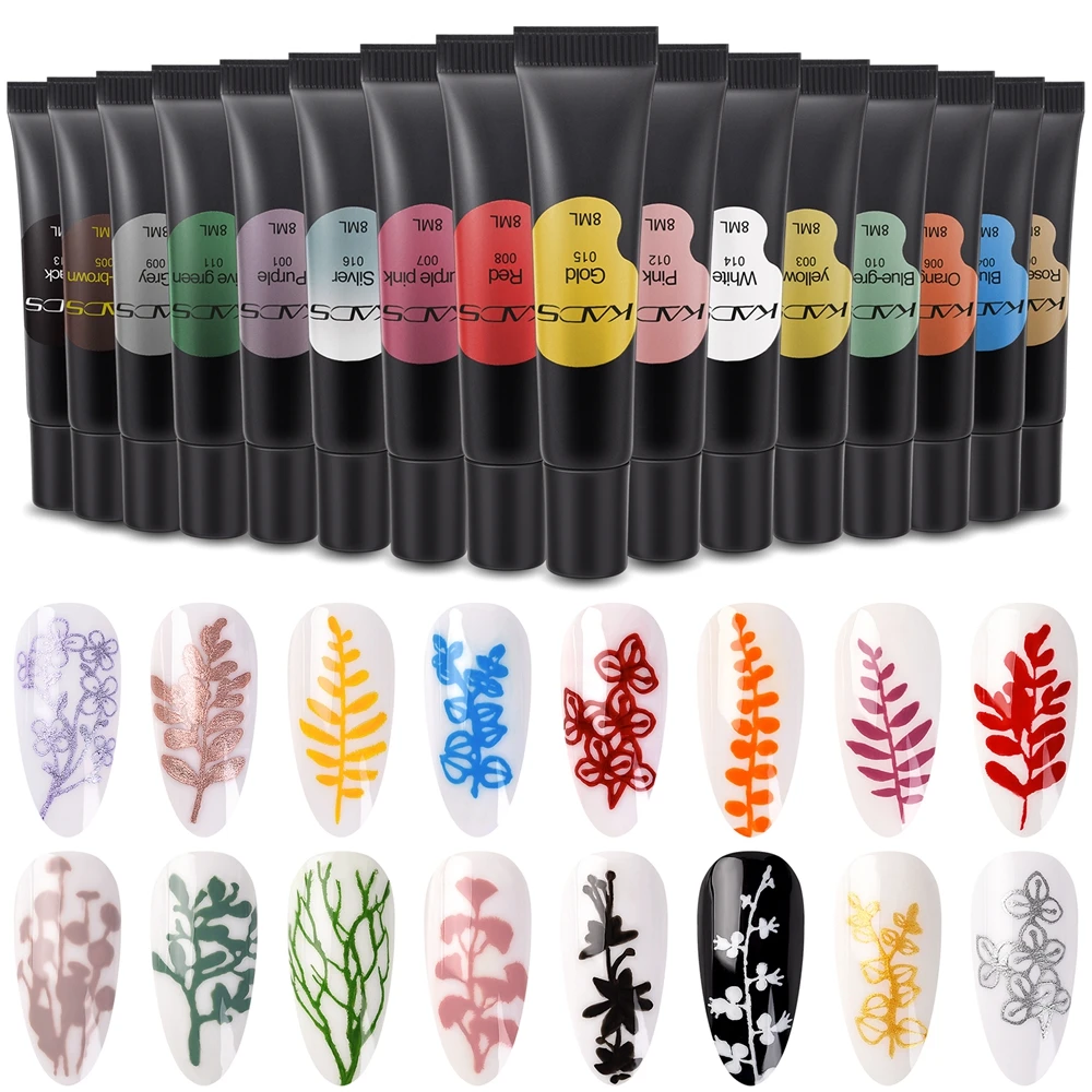 16 unids/set de Gel para estampado de uñas, 8Ml, aceite de impresión, esmalte de Gel UV para decoración de uñas, placa de estampado, accesorios de manicura