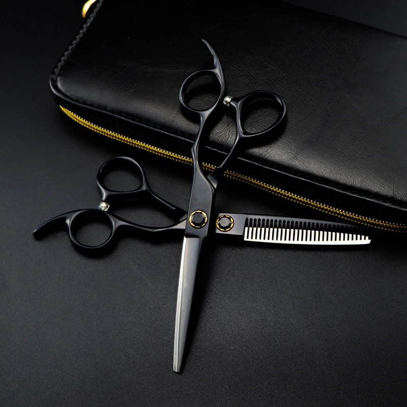 Customize logo /name JP 440c 6 \'\' black Bearing hair scissors haircut thinning barber tools cutting shears hairdresser scissors