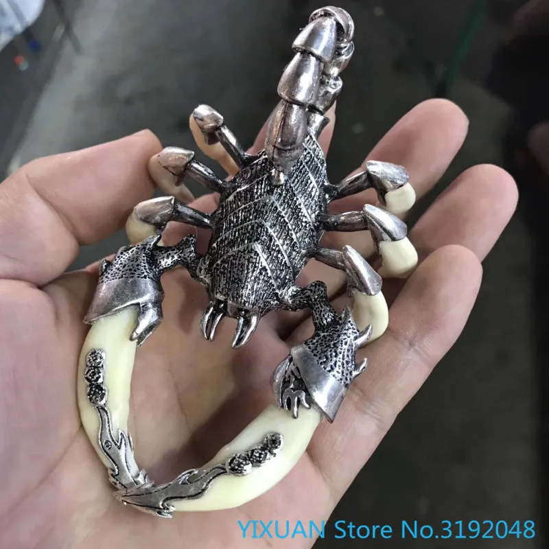 

925 silver scorpion double tooth set dog tooth pendant handicraft ornament