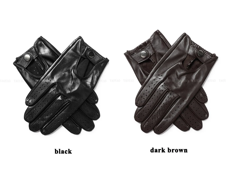 Classic Men Genuine Leather Gloves Male Real Goatskin Full Finger Guantes Pure Color Riding Cycling Luva Black Gym Thin Eldiven