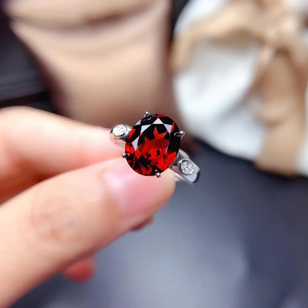 2020 new natural garnet gem ring for women silver jewelry real 925 silver good gem facet color party gift  lucky birthstone