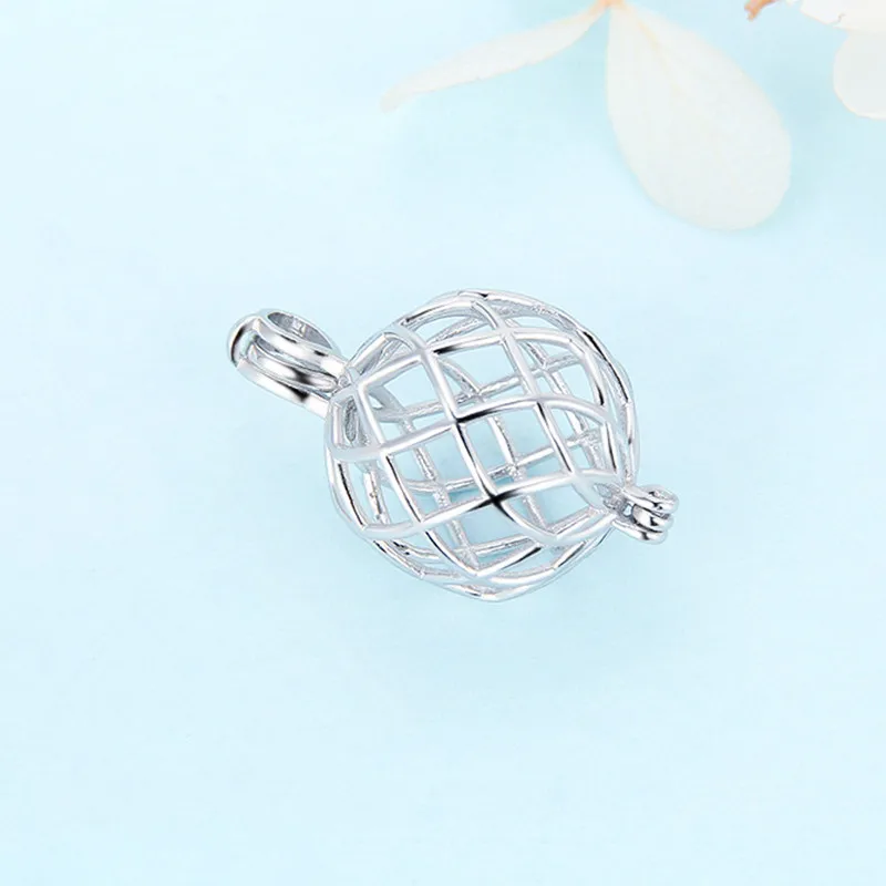 CLUCI 925 Sterling Silver Big Twisted Ball Shaped Cage Pendant Women Fine Jewelry Charms Pendant Wish Pearl Locket SC170SB