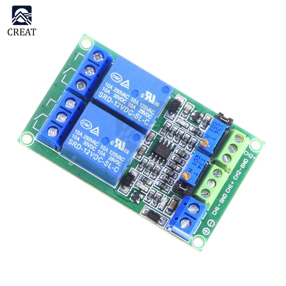 2 canali tensione LM393 comparatore modulo preciso LM393 2CH Way per divisore resistore di precisione relè elettronico fai da te DC 12V 52mA