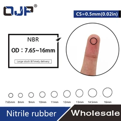 30PCS/lot Rubber Black NBR CS 0.5mm thickness OD7.65/8/9/10/11/12/13/14.5/16mm watch ORing Gasket waterproof rubber ring.-.