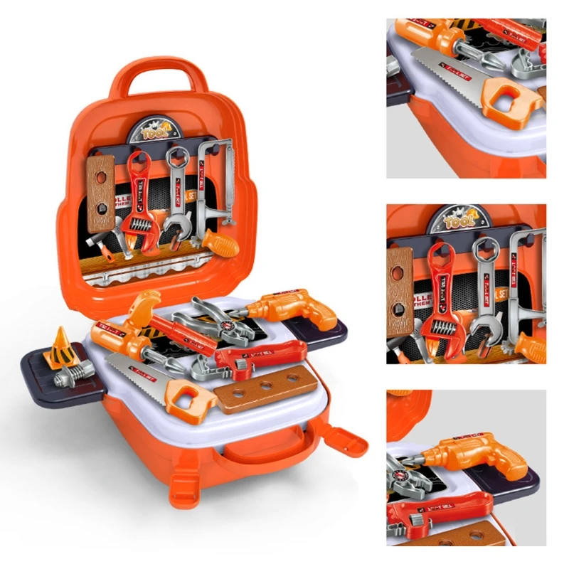 Fai finta di giocare a costruzione di strumenti giocattolo Set di strumenti per bambini con scatola degli attrezzi per trapano giocattolo elettrico per bambini per bambini bambini ragazzi D5QF