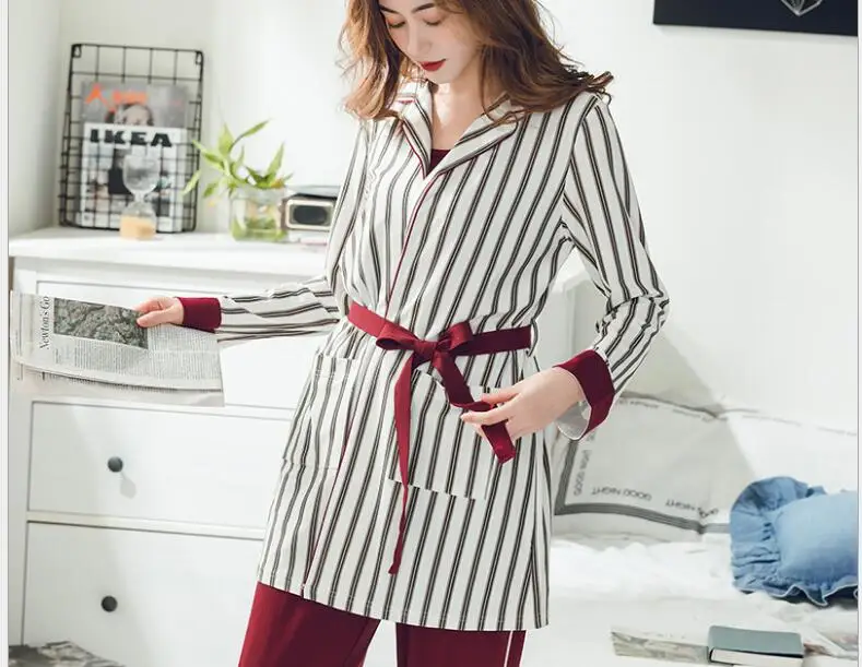 Spring Loose waistband Cotton Pajamas Maternity Nursing Nightwear mother pajamas fashion stripe Pregnant Women Pregnancy pajamas