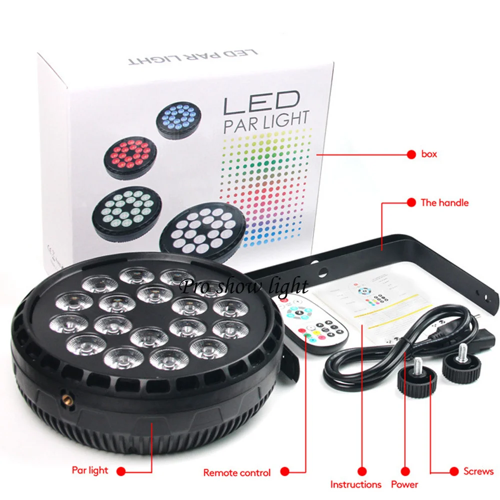 Flat LED Par RGBW DJ Lighting Effect DMX/Remote Control LED Par Light Par LED 18LEDS Dimming Strobe Light For Christmas Wedding