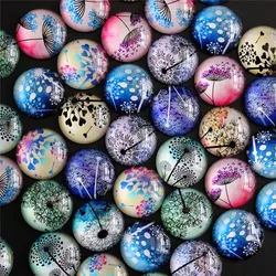 8mm 10mm 12mm 14mm 16mm 18mm 20mm 25mm Dandelion Round Glass Cabochon Flatback Photo Base Tray Blank DIY Making Accessories