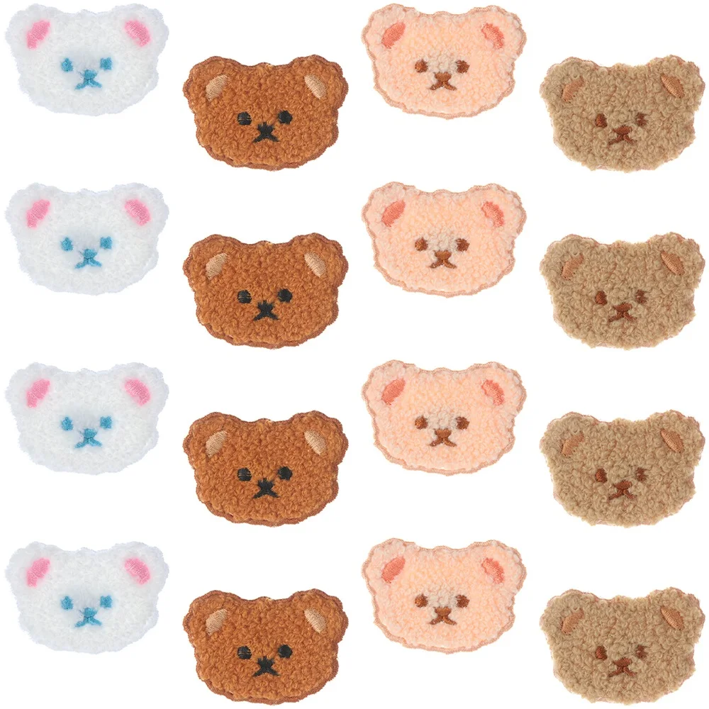 Parches bordados de oso de 4 piezas, pegatina de encaje para coser, apliques para ropa, mochila, manualidades, suministros de costura