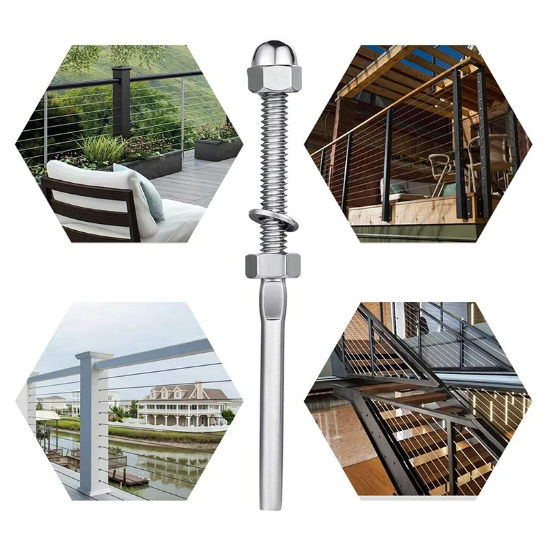 Imagem -05 - Terminal Rosqueado da Extremidade da Tensão do Parafuso Prisioneiro da Swage de 64 Peças para de Aço Inoxidável da Mão da Swage T316 da Plataforma do Cabo