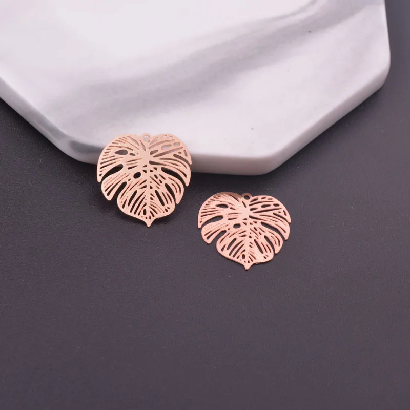 12pcs 18mm Light gold Color Monstera Leaf Charms Silver plated  Thin Charm Earring Brass Pendant Jewelry DIY Earring