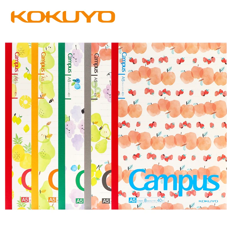 5 Books KOKUYO Fruit Campus Note book A5 / B5 Simple College Students Art Exquisite Classroom Notes Cute Small Fresh Stationery