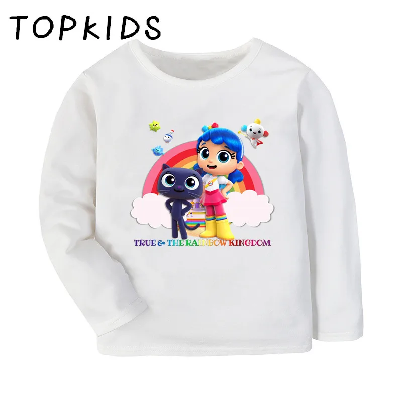 2021 Kids True and the Rainbow Kingdom Cartoon Print Funny T-shirt Children Tops Baby Boys Girls Long Sleeve T shirt,LKP5359