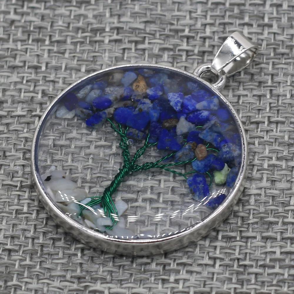 Natural Stone Pendant Reiki Heal Lapis lazuli Gravel for Charm Jewelry Making DIY Necklace Bracelet Accessories