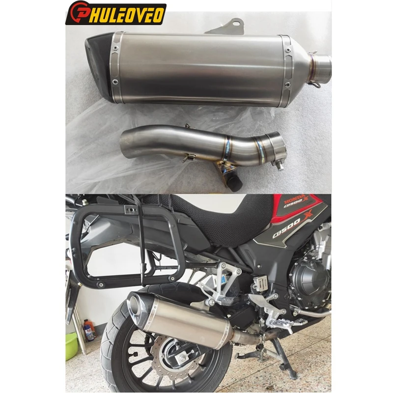 

For Honda CB500X CB500F 2017-2021 Motorcycle Exhaust System with Titanium Muffler Exhaust Pipe Escape Silencer Middle Link Pipe